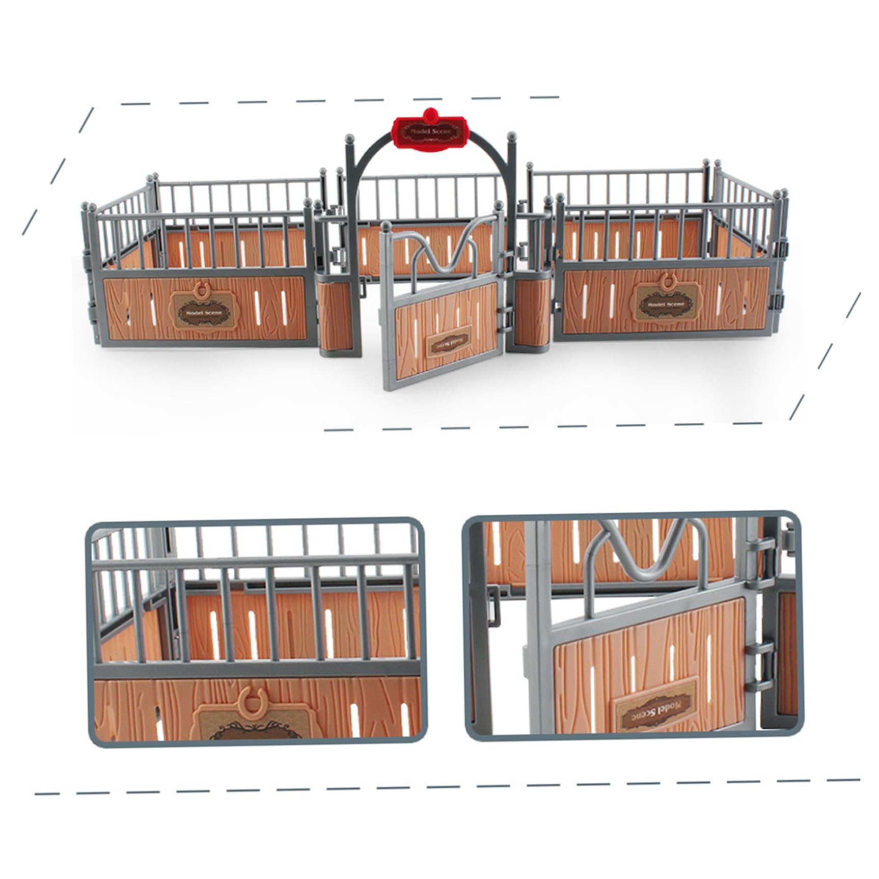 Pferd Stallset Zaun 17.3x7.9x5.9 '' Realistisches Plastik Pferdes Scheune Playset Zaun imaginär und kreatives Bildungsspielz