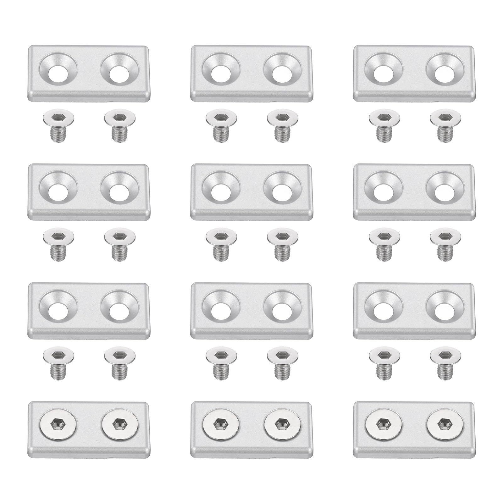 sourcing map 12Pcs Profile End Cap, Zinc Alloy 2040 Series EU Standard T-Slot Aluminum Extrusion End Cap Bracket with Screws for Storage Rack, Silver