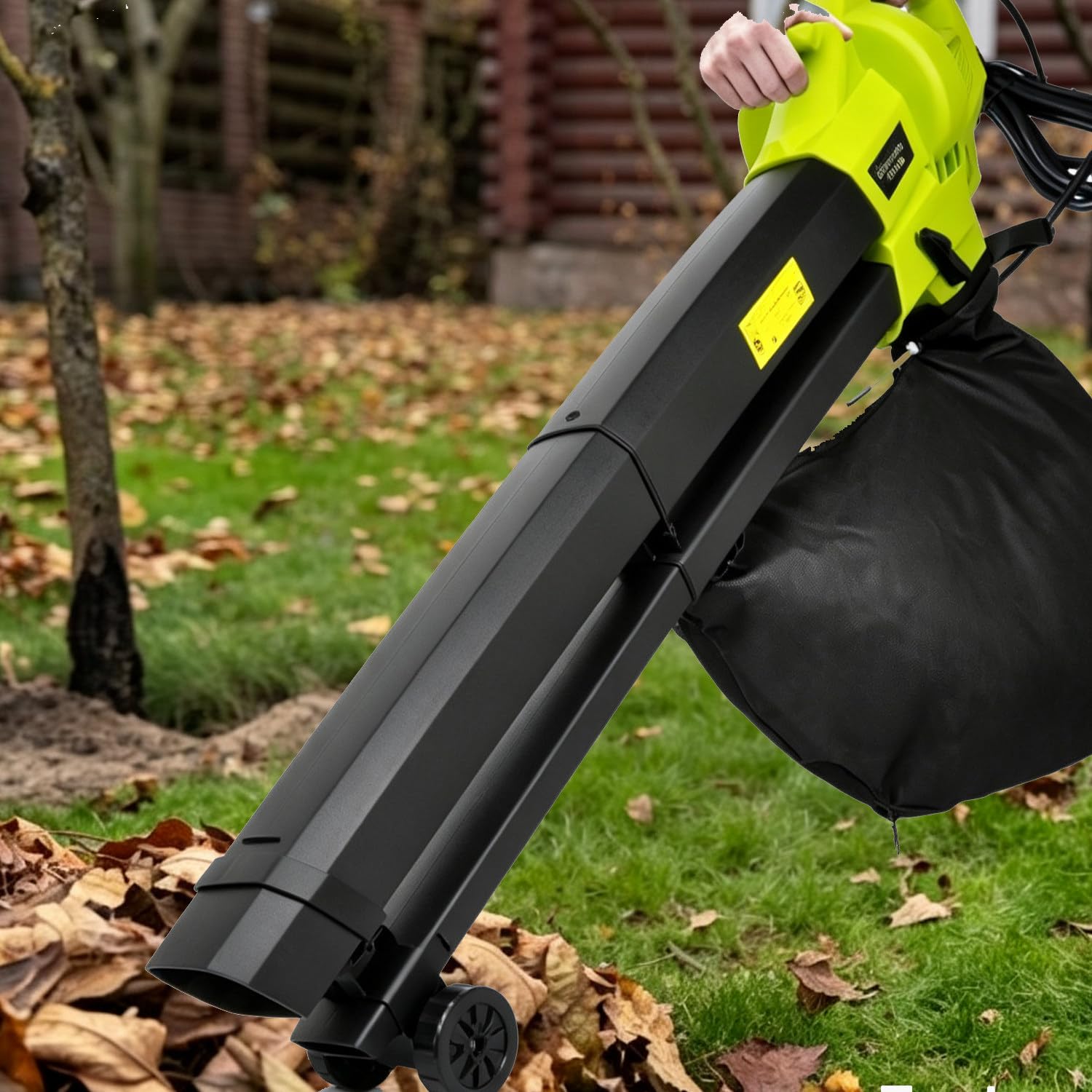 Dmuchawa do liści 3‑w‑1 przewodowa 230V 3000W, z rozdrabnianiem, rolką prowadzącą, wielokrotnego użytku worek 40L na opadłe liście ogrodowe 3m/9.8ft