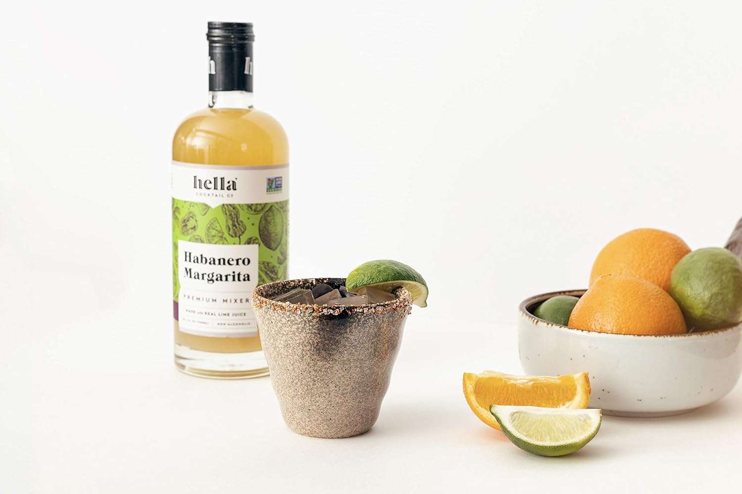 Hella Cocktail Co. Premium Habanero Margarita Mixer | Made with Real Lime Juice and Habanero Pepper, Margarita Mix Ready-to-Mix for The Perfect Spicy Margarita or Non Alcoholic Margarita