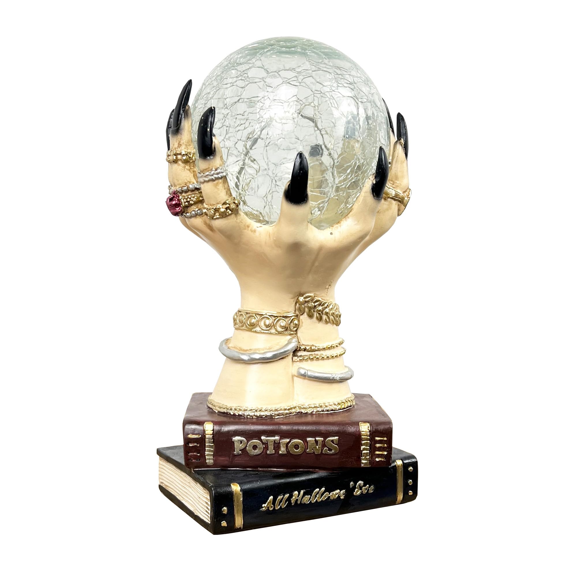 Alfie Francis 27.5cm Tall Fortune Teller Hands Crystal Ball LED Light Ornament for Living Room Halloween Decor
