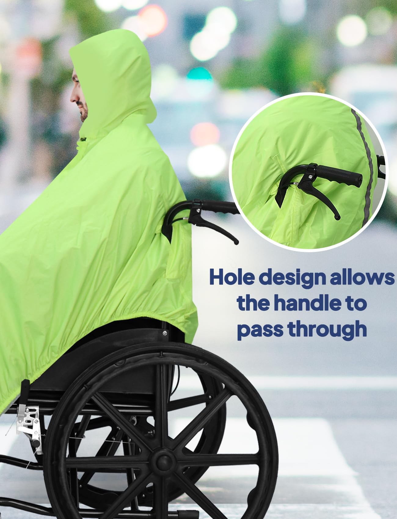 ANYOO Wasserdichte Poncho Abdeckung für Rollstühle Leichter Regenponcho Cape Shield mit Gummibändern bietet Trockenschutz für Rollstühle, Einheitsgröße