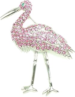 Fashion Trendy Austrian Crystal Flamingo Pin Brooch For Women / AZFJBR042-SPI