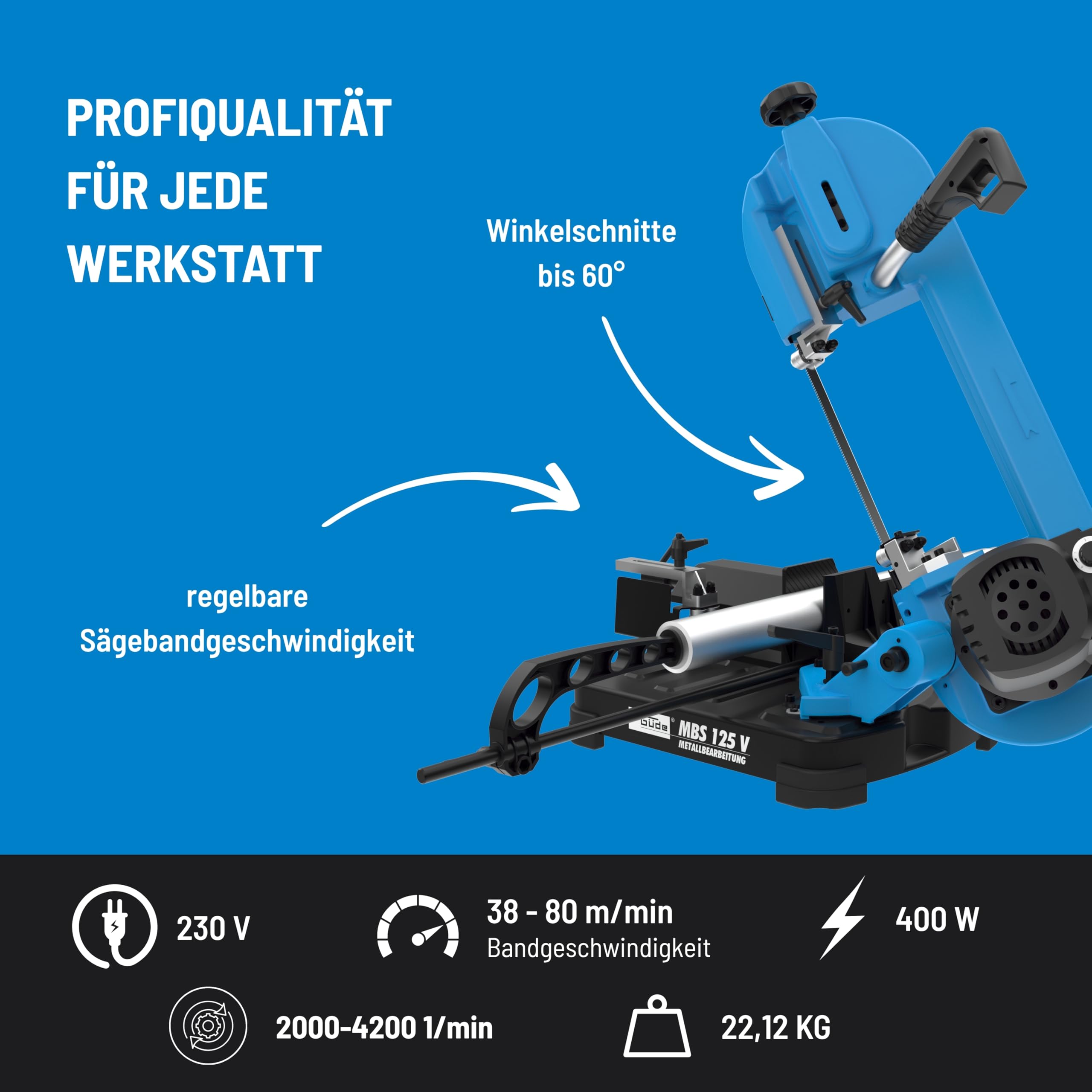 Güde MBS sega a nastro in metallo 125 V - potenza motore 400 Watt