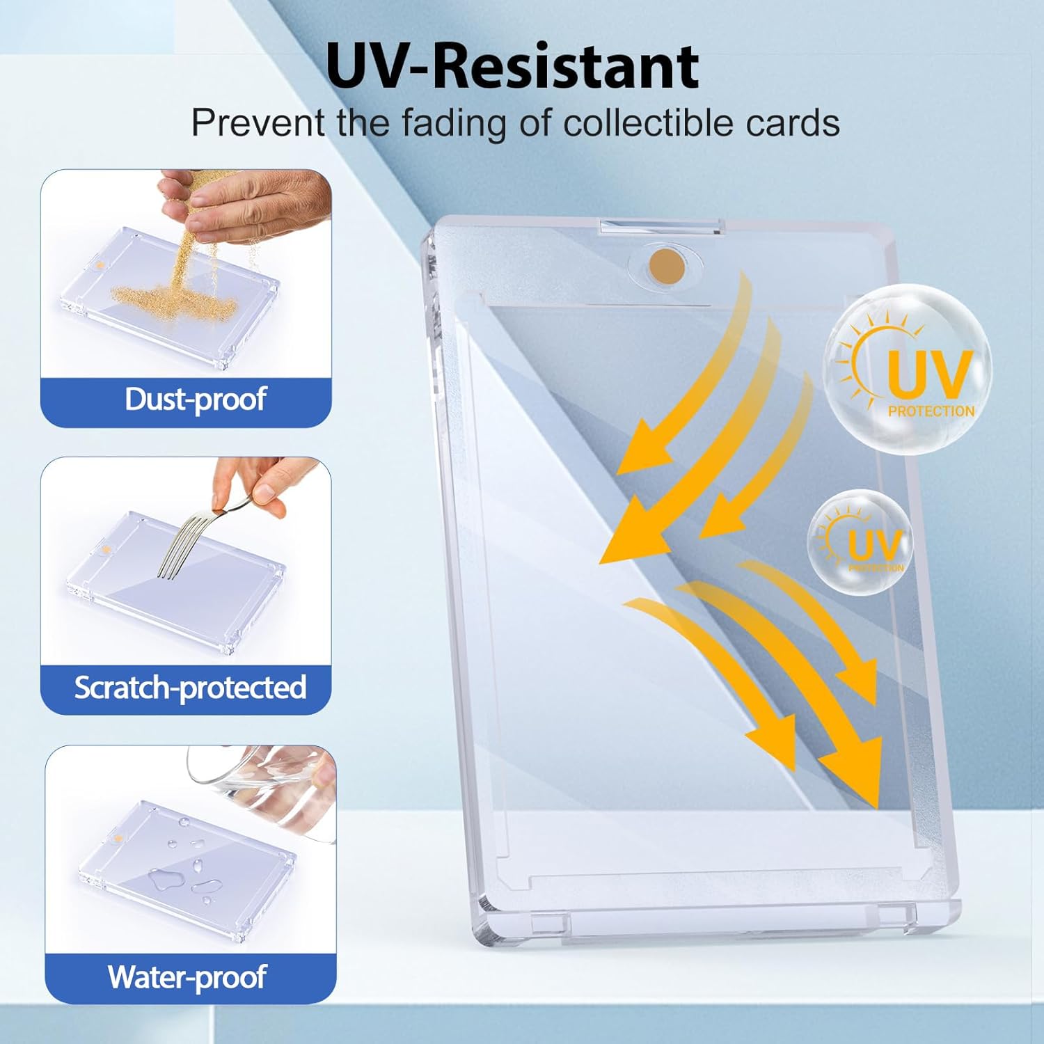 50ct Magnetic Card Holder, 55pt One Card Touch Holders for Trading Cards, U-V Protection Card Display Case Protectors Sleeves Hard Plastic Cover for Sports Game