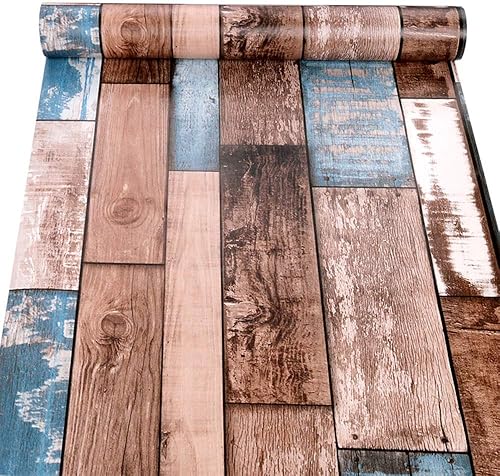 PoetryHome Papel de contacto autoadhesivo vintage Shiplap para despegar y pegar, papel tapiz de madera para paredes, gabinetes de cocina,