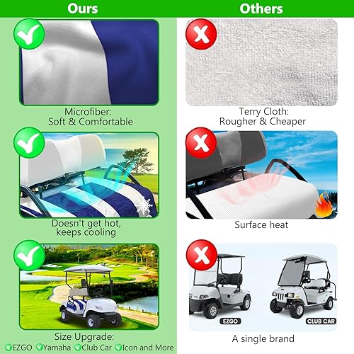Miniatura 5 de YOKYHOM Fundas de asiento de carrito de golf, manta azul anti-calor para asiento de carrito de golf con agujeros, se adapta a la mayoría de EZGO,