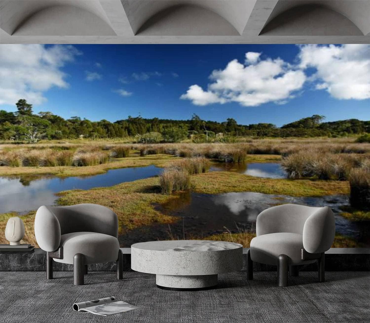 Vintage Wetlands Canvas Wallpaper Self Adhesive Temporary