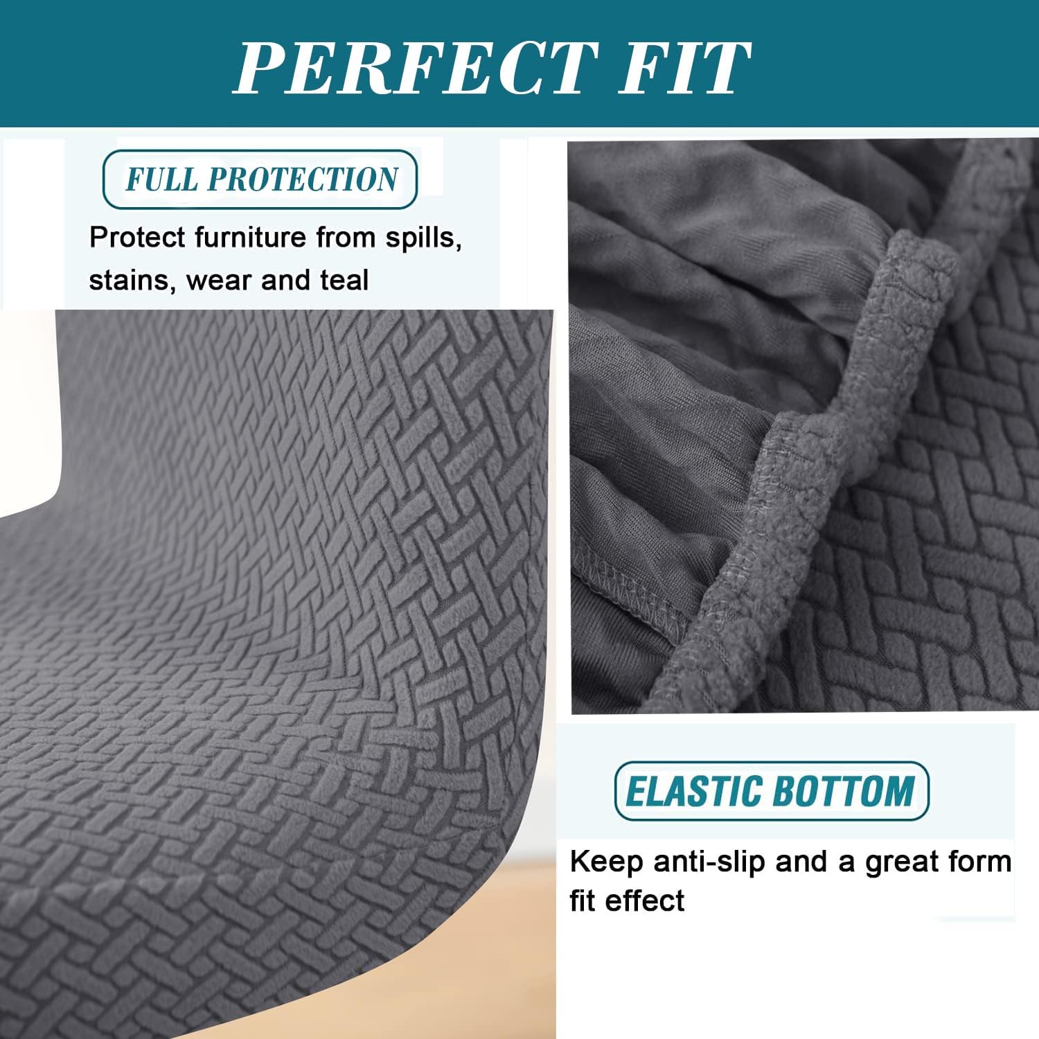 HFCNMY Bar Stool Covers with Backs,4 Pack Stretch Bar Stool Chair Covers,Jacquard Bar Stool Covers,Washable Bar Chair Covers Swivel Barstool Covers Slipcovers with Back Dark Gray