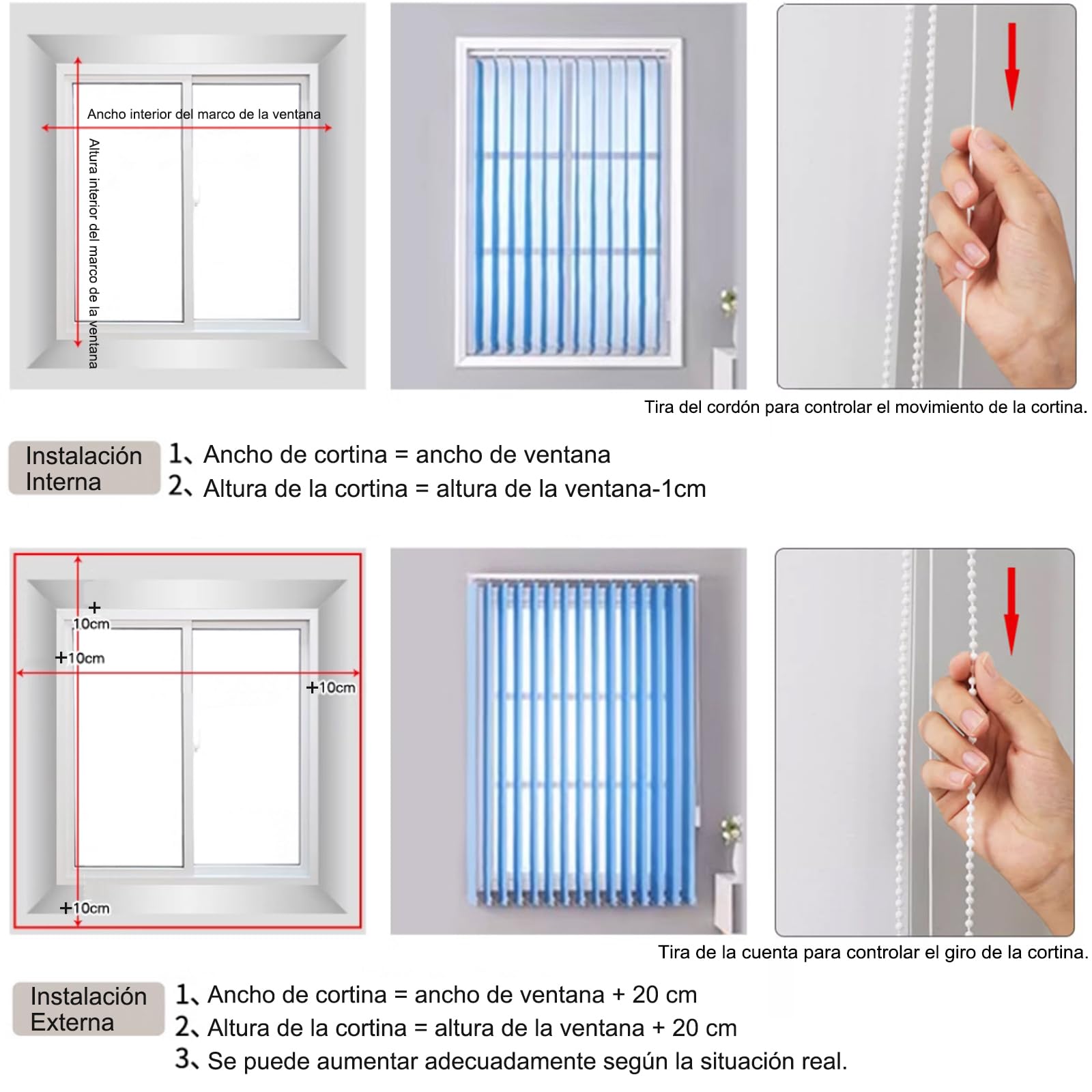 Cortina Lamas Verticales Translúcida Blanco,Estores de Listones,Venecianas con Aislamiento Térmico,Persianas Blackout de Interior para Ventanas y Puertas,Ancho x Alto (190cm x 200cm)