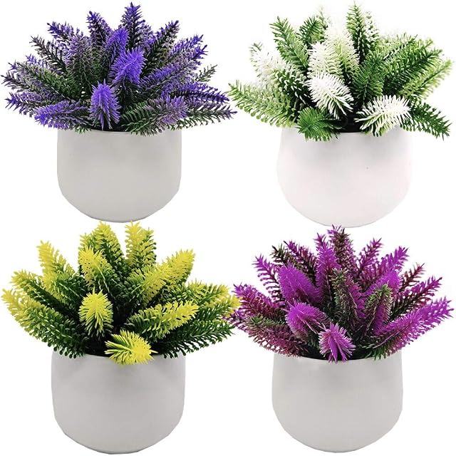 Fycooler Artificial Shrubs Succulents Plants Potted Set - Decorative Fake Succulent Plant Faux Plastic Plant Greenery Indoor & Outdoor House Office Desk Bathroom Kitchen DIY Decor Gift Set of 4