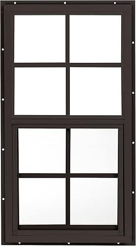 Ventanas de cobertizo de 14 x 27 pulgadas (paquete de 1)  Ventanas corredizas con vidrio templado y pantallas  Montaje empotrado, marcos de aluminio