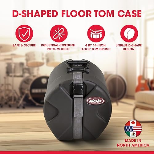 Vista 11 de SKB Drum Case with Padded Interior, D-Shaped Design, Molded Feet for Upright Stability and Durable Storage, Black