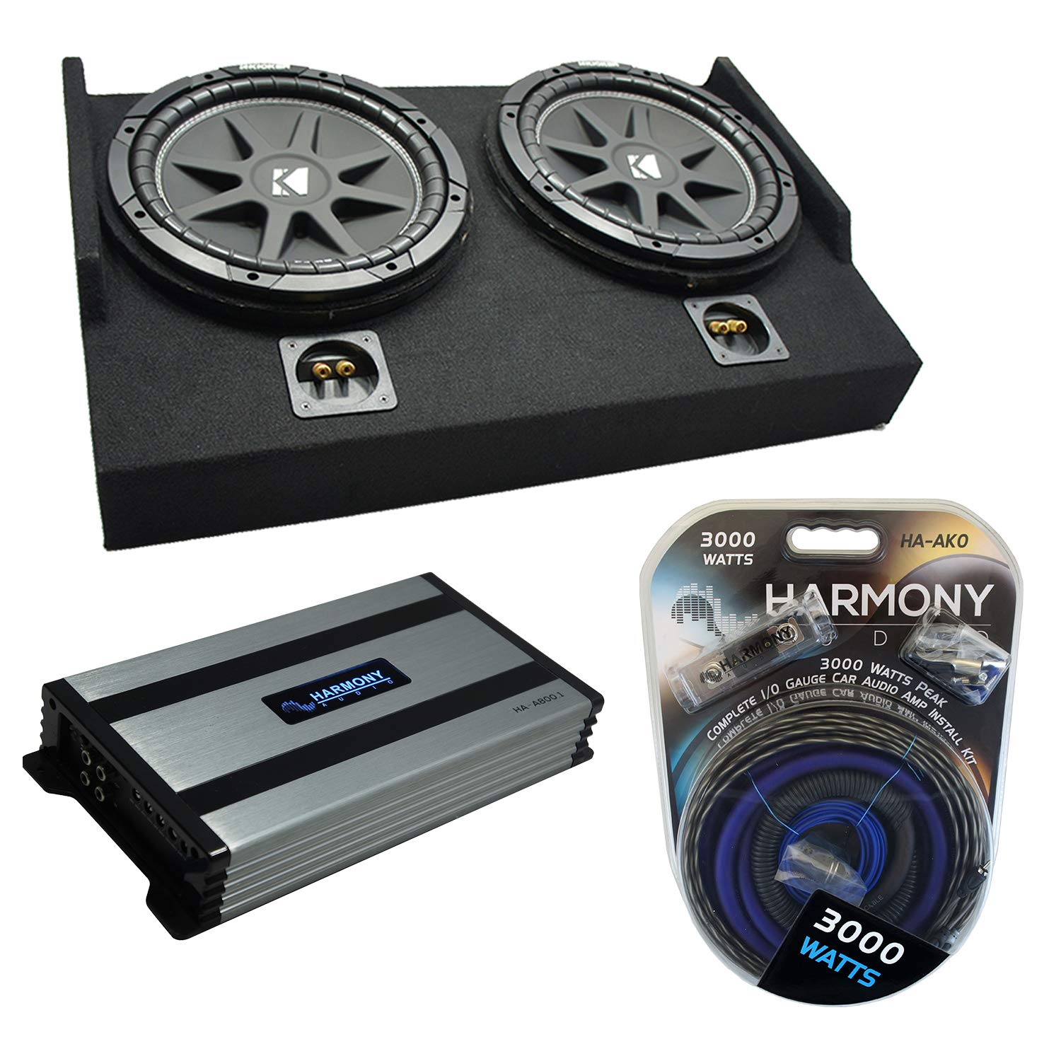 Harmony Audio Kicker C10 Compatible with Ford F-150 Super Cab 2015-UP Bundled with HA-A800.1 Amplifier and Dual 10