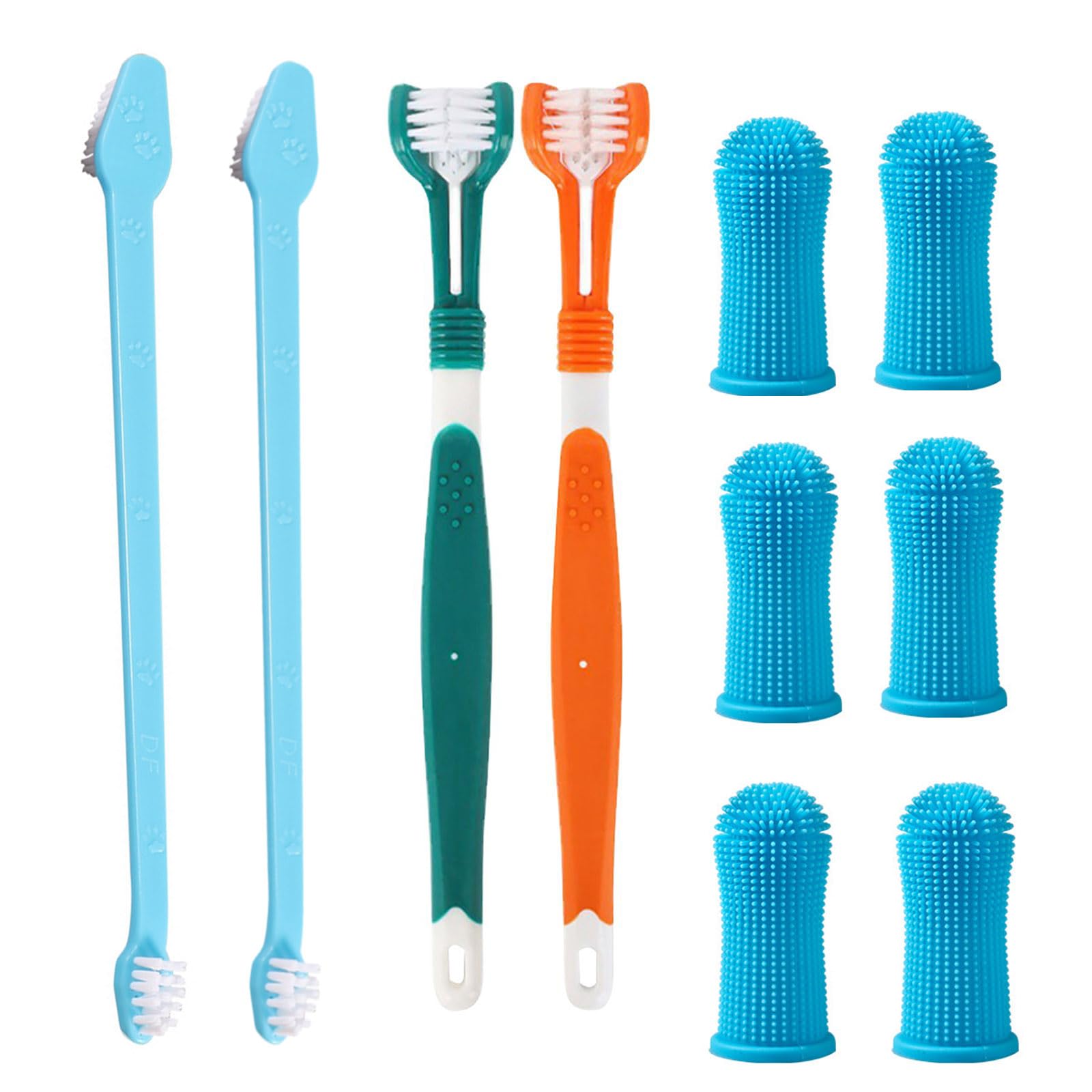 Dog Toothbrush Set, 10 PCS Dog Tooth Brush, Small Toothbrush for Dogs for Tartar Removal with 4 Pet Finger Toothbrushes