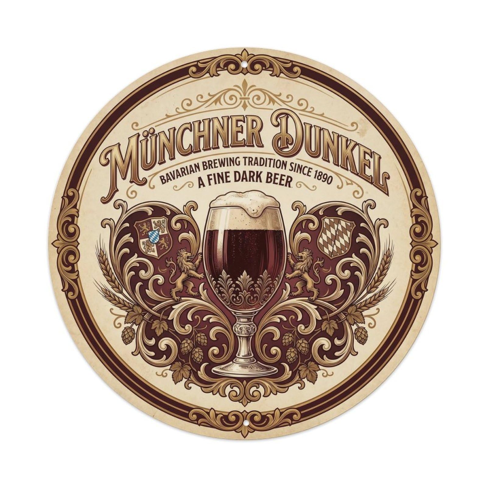 Munich Dunkel Lager Brewery Bavarian Rustic Fruit Brew Metal Tin Sign
