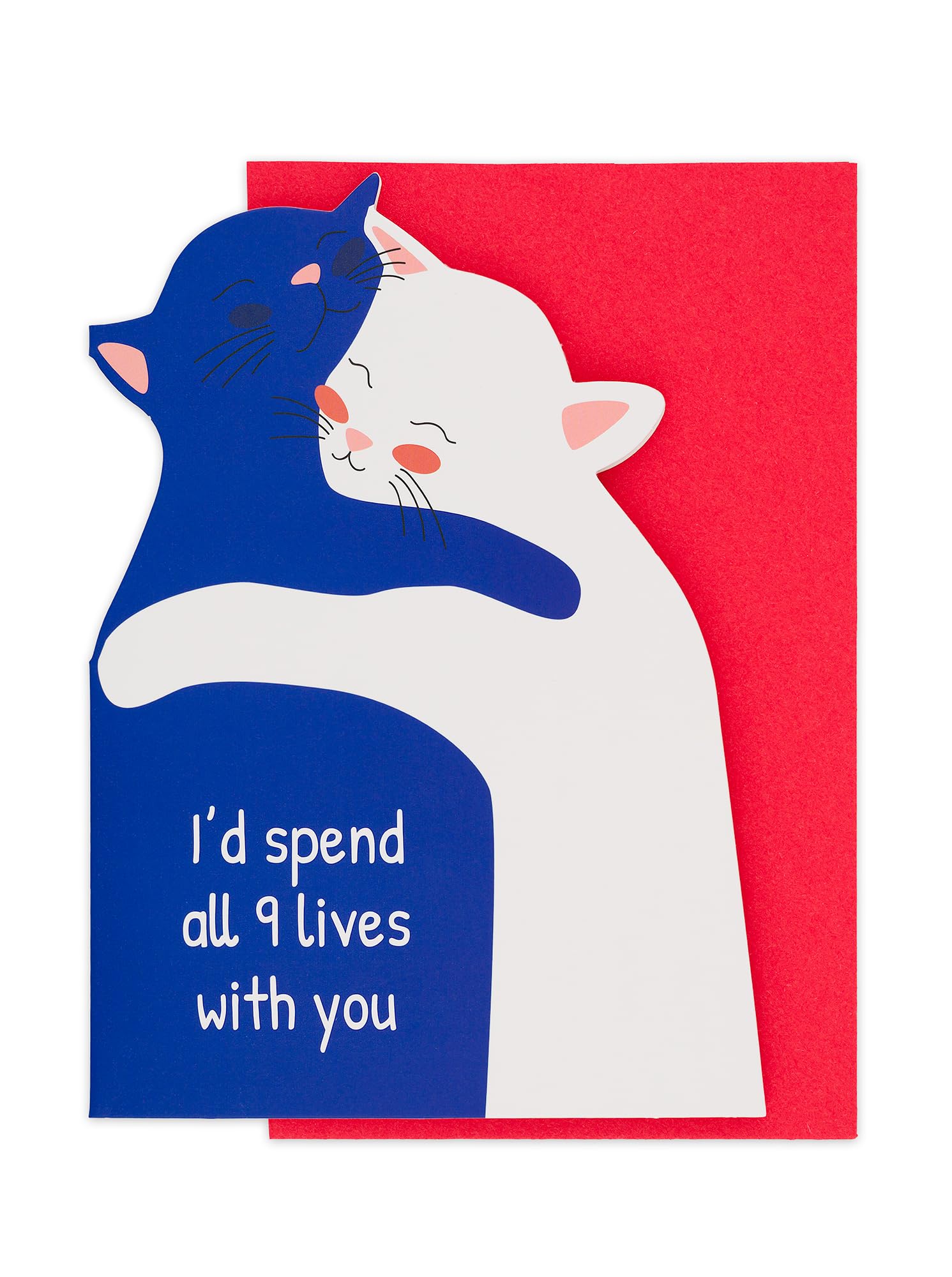 Bee! Cute cat Valentine's Day Card with Envelope – “I’d Spend All 9 Lives With You” – Romantic Anniversary or Birthday Card – Pairs well with Love