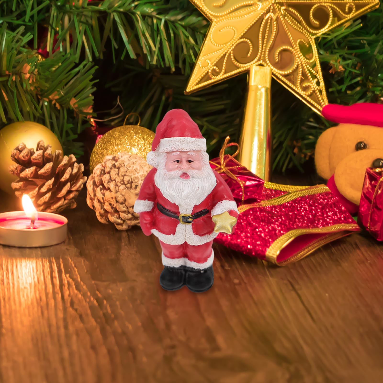 Toyvian 5 Sets Miniaturmodell Weihnachtsmann aus Kunstharz für Küche und