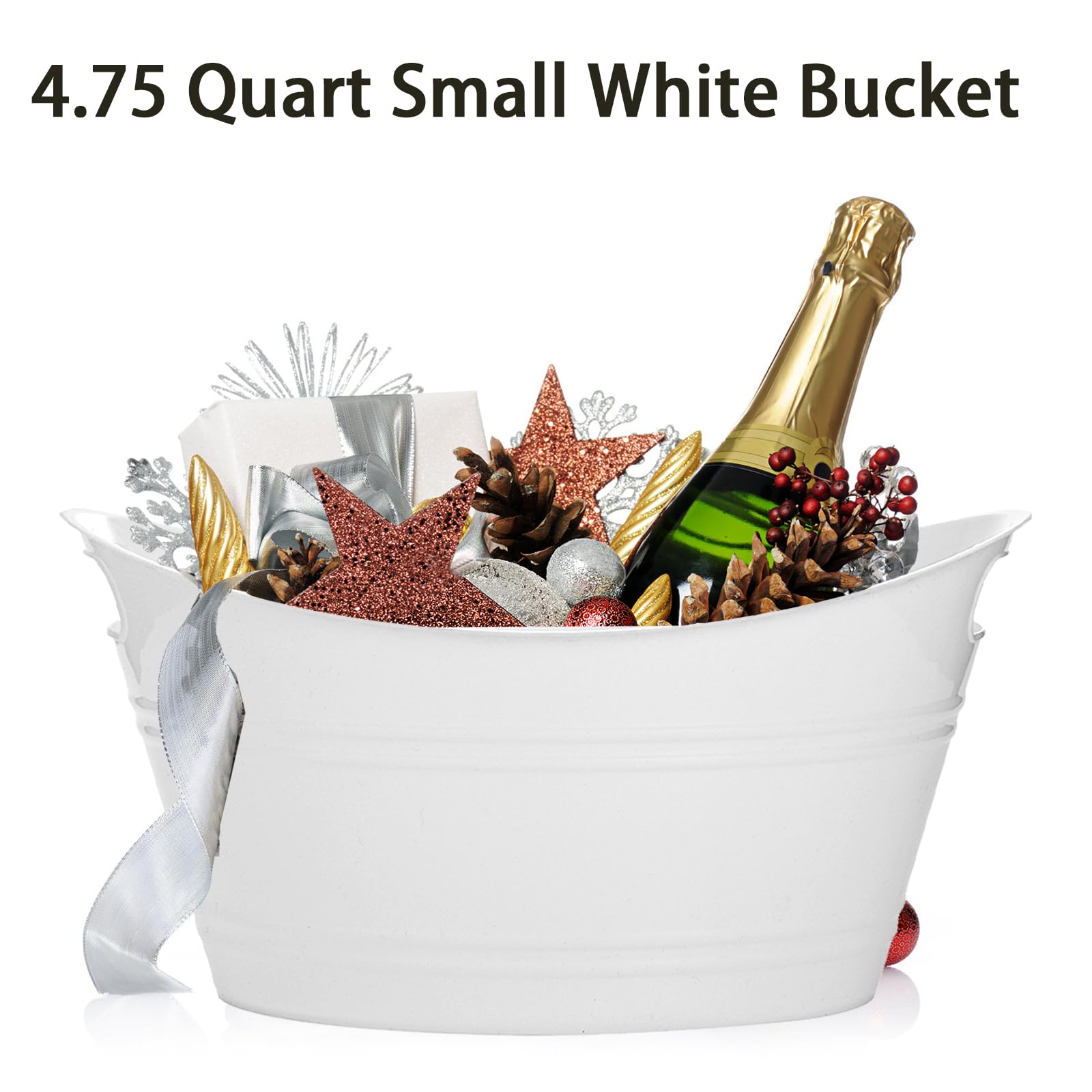 Paquete de 4 tinas ovaladas de almacenamiento, cubo de plástico para vino de 4.5 litros, cubo de hielo, bañera de fiesta para hielo, cerveza, vino, cubo enfriador de bebidas para bar, contenedor enfriador de bebidas champán para uso en interiores y exteri 4