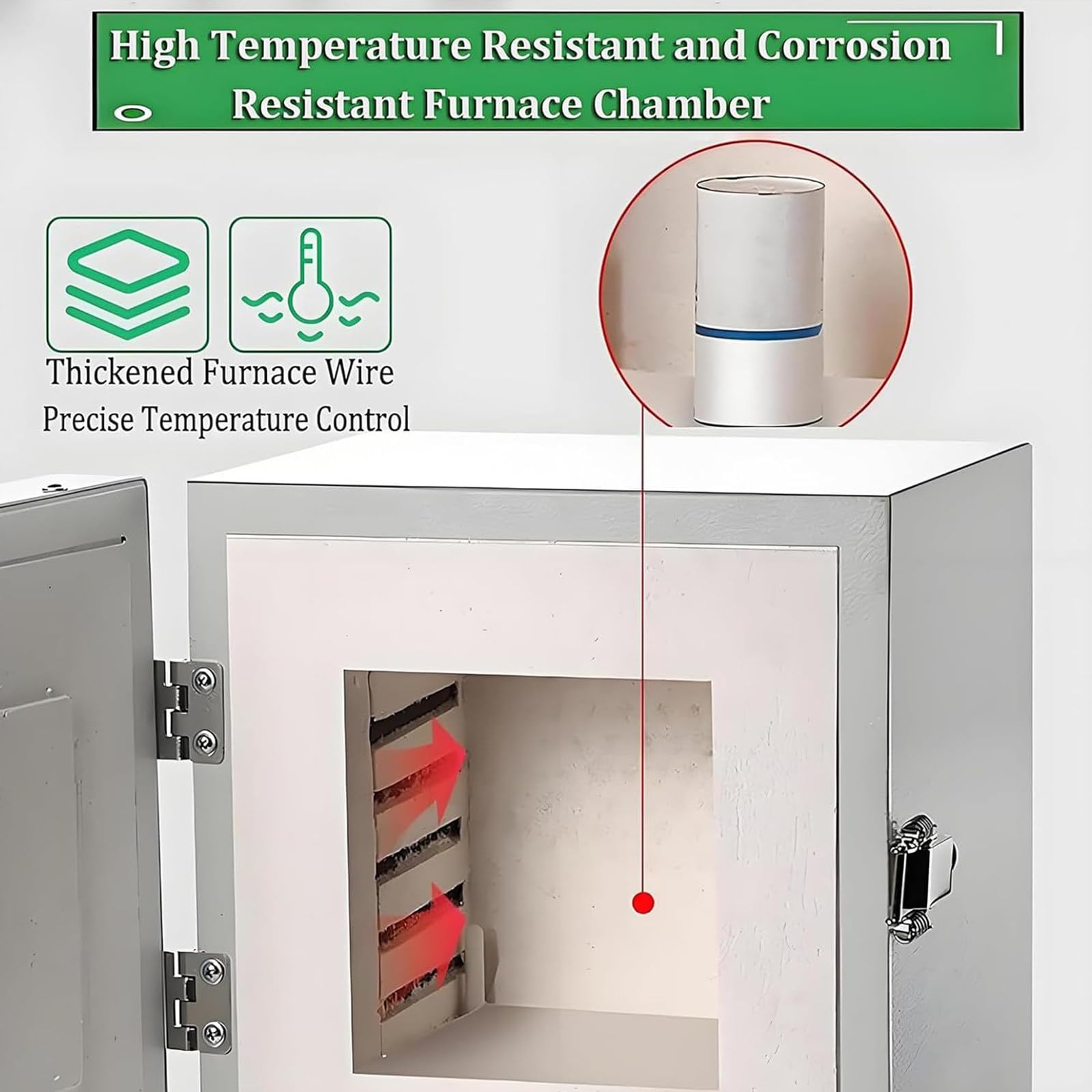 Elektrischer Muffelofen,1150°C/2102°F Geschlossener Hochtemperatur Laborofen,2000W Widerstands-Ofen Schmuckbearbeitungsofen mit Intelligenter Temperaturanzeige,Gleichmäßige Erwärmung