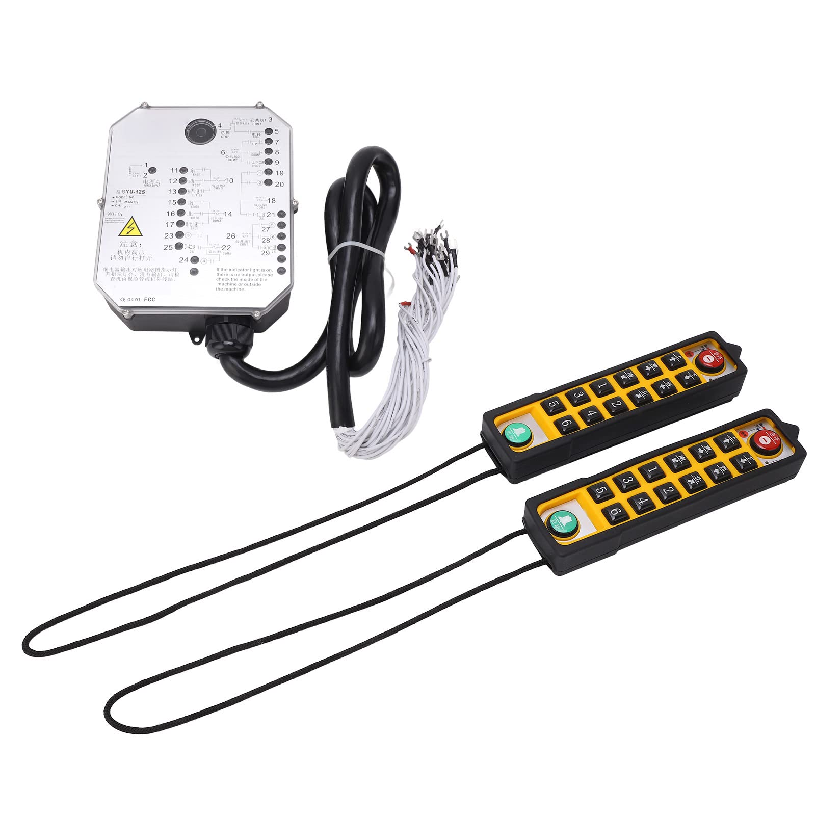 FTVOGUE Gru di Sollevamento Telecomando Industriale AC220V Telecomando Wireless Doppia Maniglia Monitoraggio della Potenza per Gru Trasportatori Pompe per Calcestruzzo Operatori di Attrezzature per