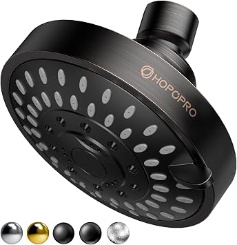 High Pressure Shower Head, HOPOPRO 5-Mode Fixed Showerhead, NBC Recommended | The Washington Post, NBC, Today Recommended, Consumer Reports Tested High Flow Fixed Shower Head 4 Inch Oil Rubbed Bronze