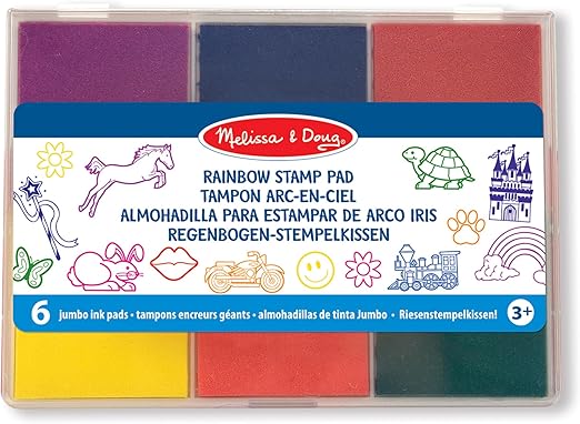 Melissa & Doug Rainbow Stamp Pad Arts and Crafts Stamp Sets and Stencils 3+ Gift for Boy or Girl