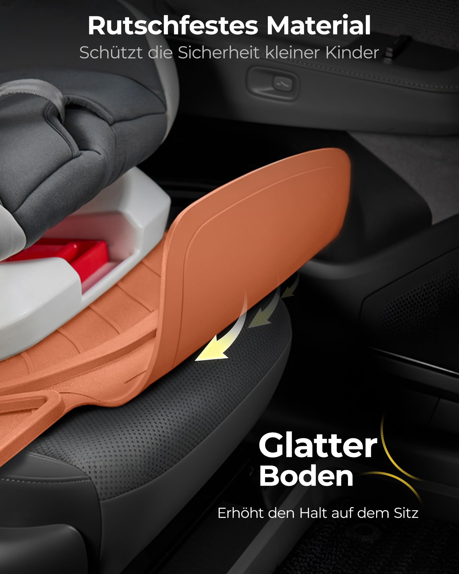 3W Orangefarben Kindersitzunterlage Autositzschoner，ISOFIX Sitzschoner Auto Kindersitz, Niedliches Bären-Design, Wasserdicht und Rutschfest, Langlebige Autositzauflage Sitzschutz, Schwarz Auto Zubehör