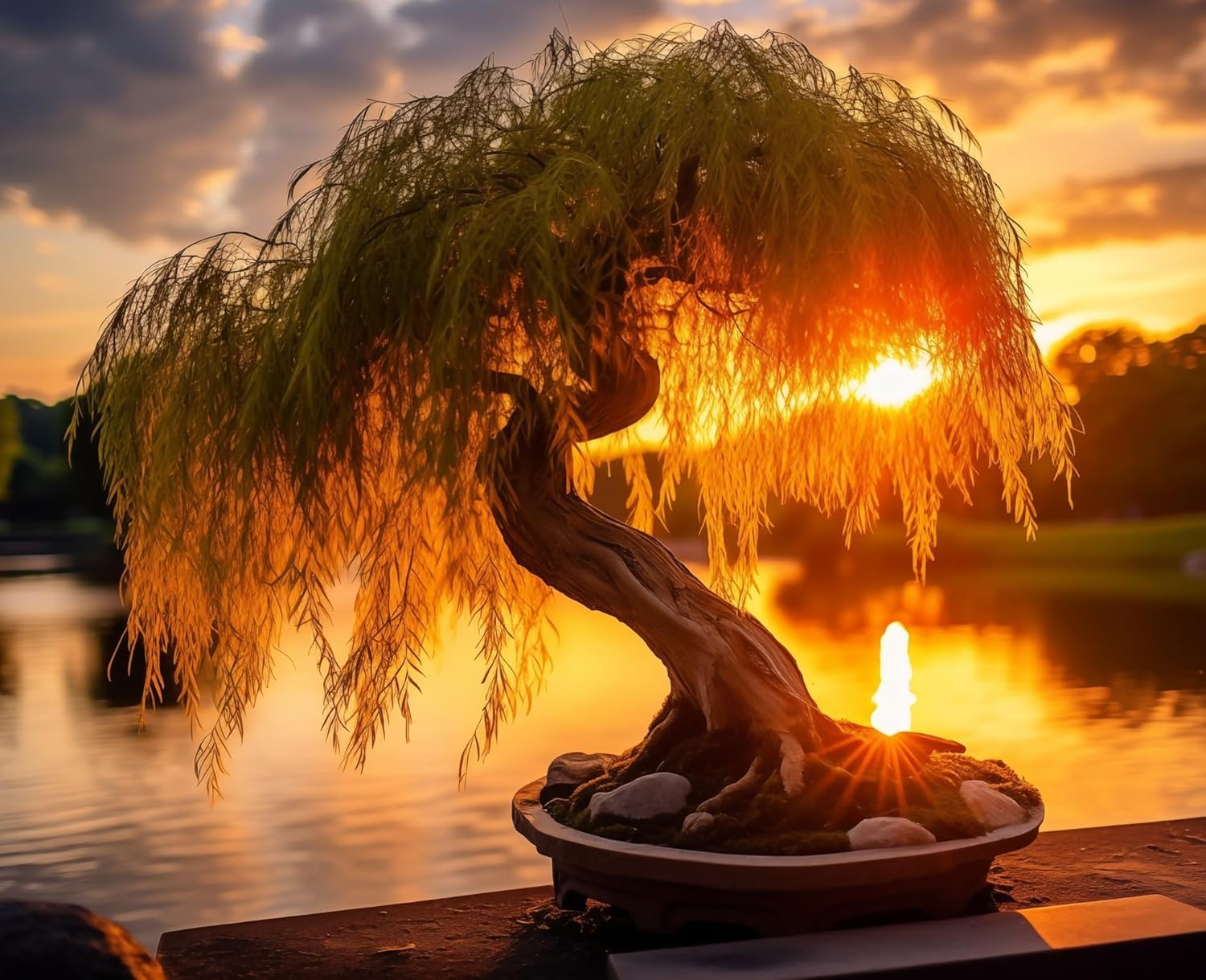 Sun Flare Willow Bonsai Tree Cuttings to Grow - Iconic Arching Canopy, Fast Producer Willow Bonsai Cutting to Grow - Gold Colored Tree