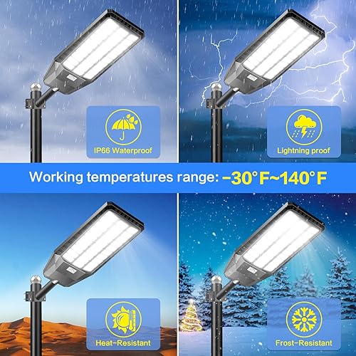 Miniatura 6 de CEDIO Farolas solares para exteriores, luces solares de estacionamiento de 6000 W, luz solar LED del atardecer al amanecer, 400000 lúmenes, luces