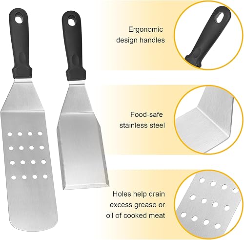 Miniatura 5 de Kit de accesorios de parrilla de parte superior plana, juego de 15 herramientas de barbacoa de acero inoxidable para Blackstone y Camp Chef, juego