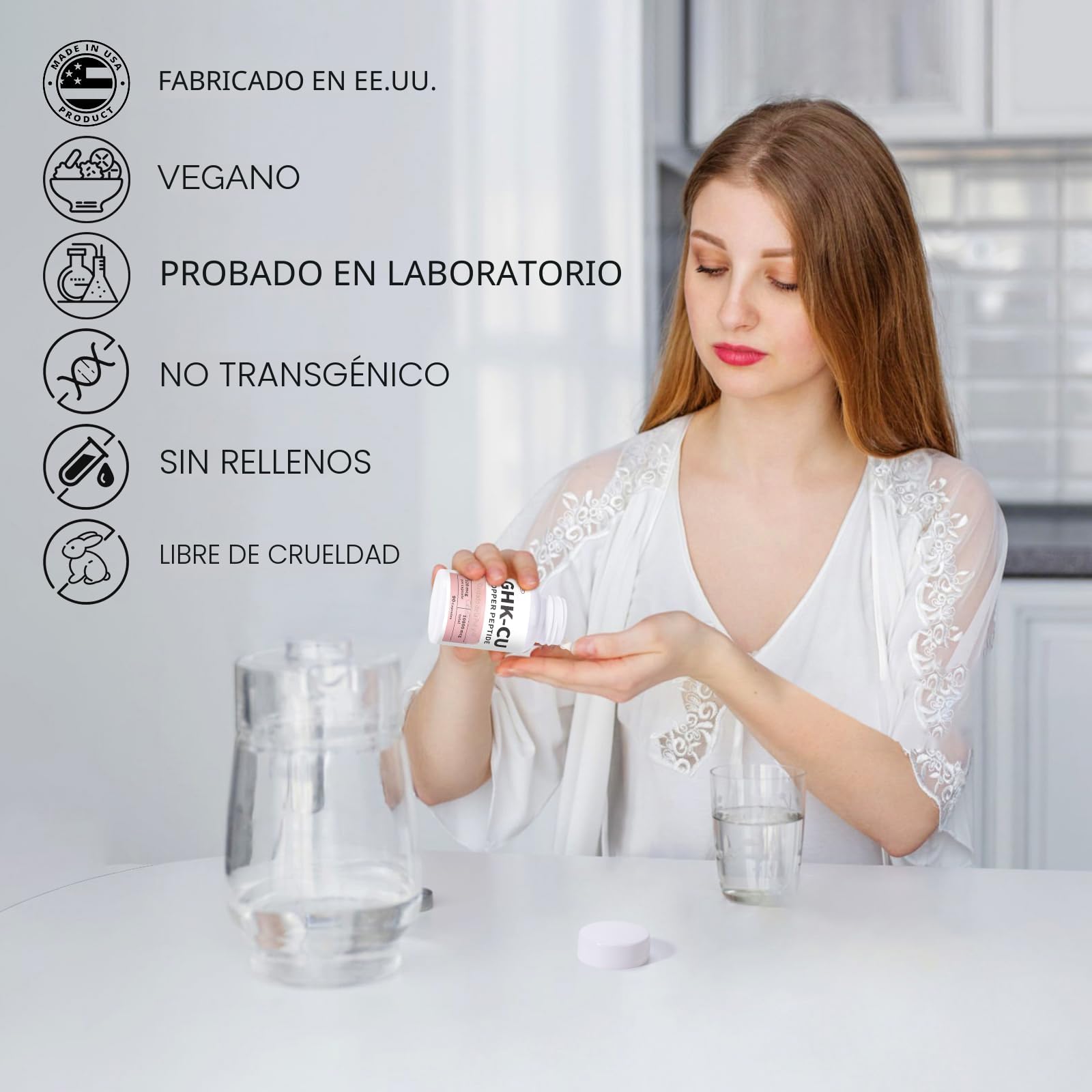 Amazon.com: Suplemento de Pptidos de Cobre GHK-Cu, Anti-Edad y Soporte  para el Crecimiento del Cabello, Mejora la Elasticidad y Firmeza de la  Piel, Cabello Ms Grueso y Abundante, Absorcin Fcil, Dosis Precisa :