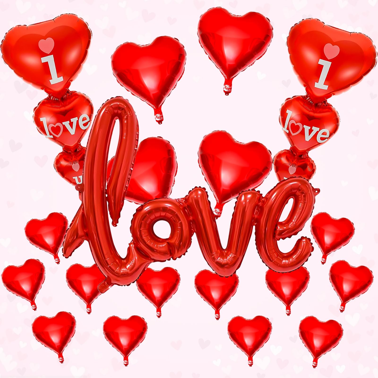 Happy Valentine's Day Balloons I Love You Balloons with Red Heart Balloon and Love Balloon for Wedding Decor, Anniversary Decorations Romantic