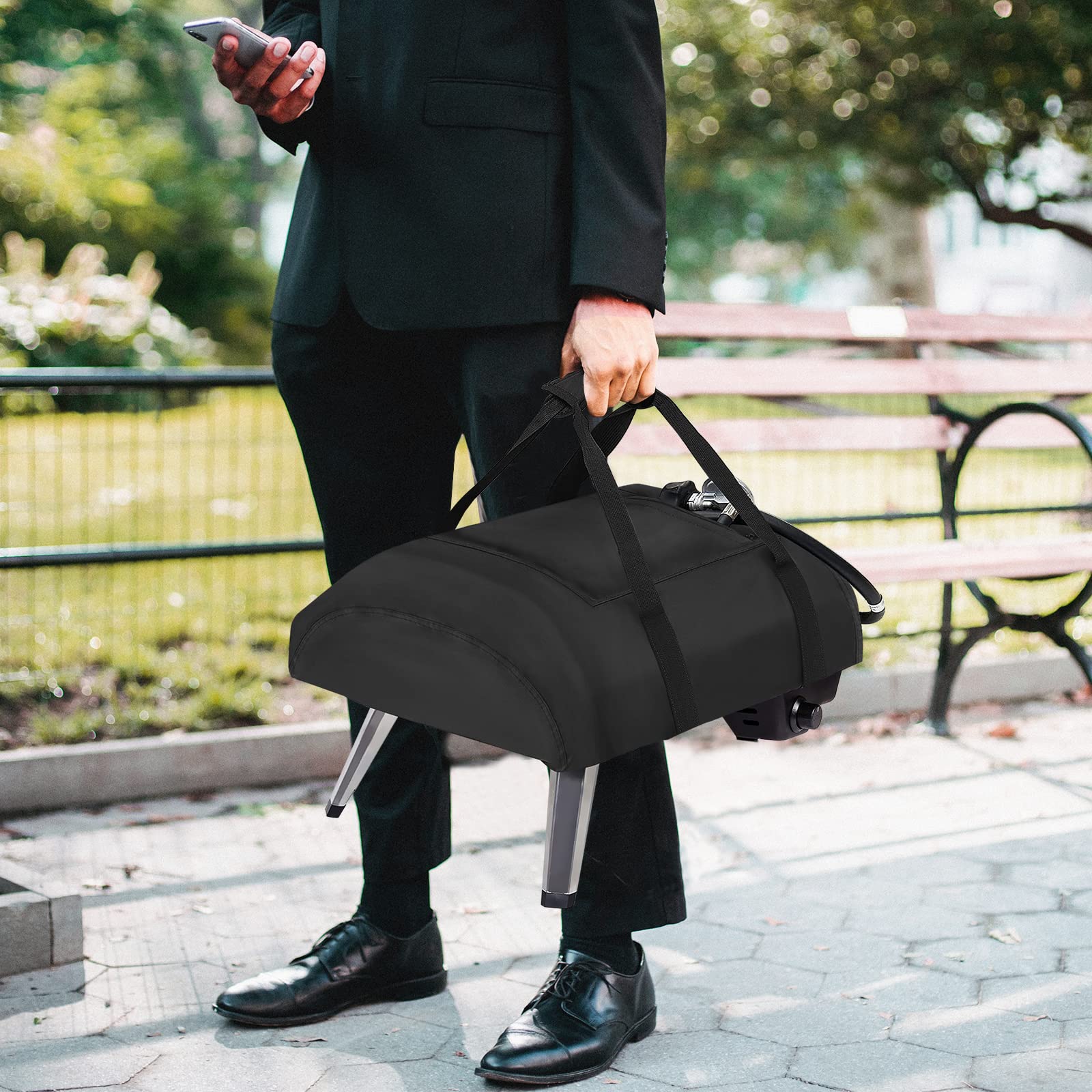 Housse de four à pizza pour Ooni Koda 16, étanche 600D, sac de transport en tissu Oxford, fours à pizza avec nouvelle poche supérieure zippée, accessoires pour four à pizza - Noir