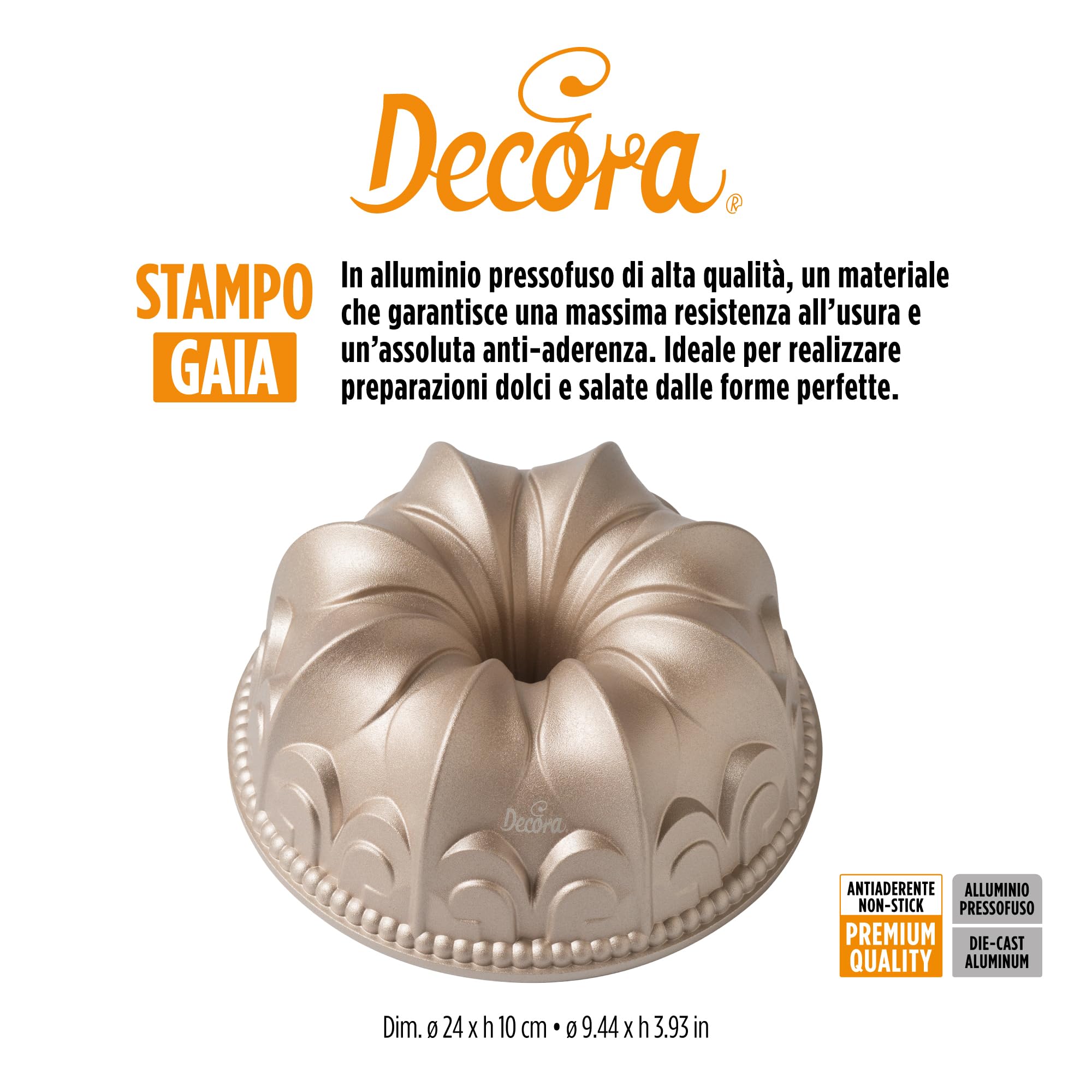 DECORA 0080112 MOLDE EN ALUMINIO FUNDIDO Ø 24 X 10 H CM GAIA