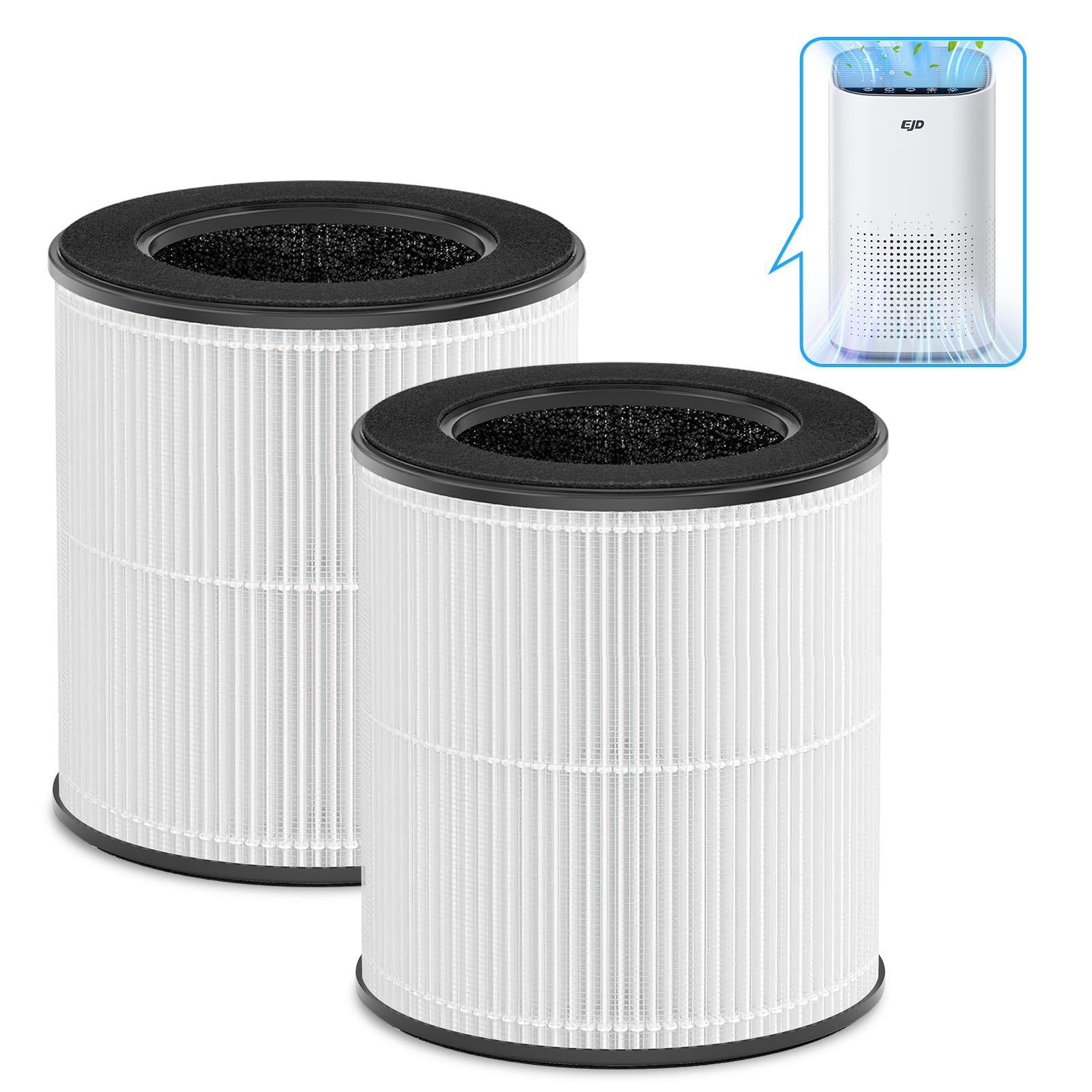 EJD Offizieller AP100 Luftreiniger-Ersatzfilter, 3-in-1 Luftreinigerfilter, True H13 Filter, 2 Stück