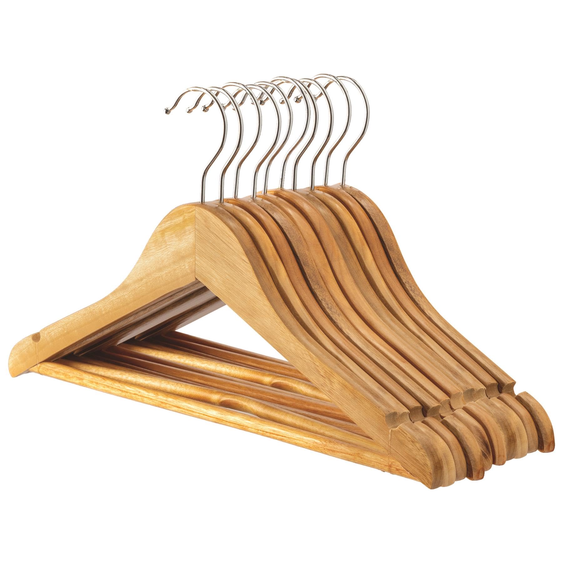 Harbour Housewares 10X Strong Natural Children's Coat Hangers With 360 Degree Rotatory HookClothes Hangers With Notches & Bar from B&Q
