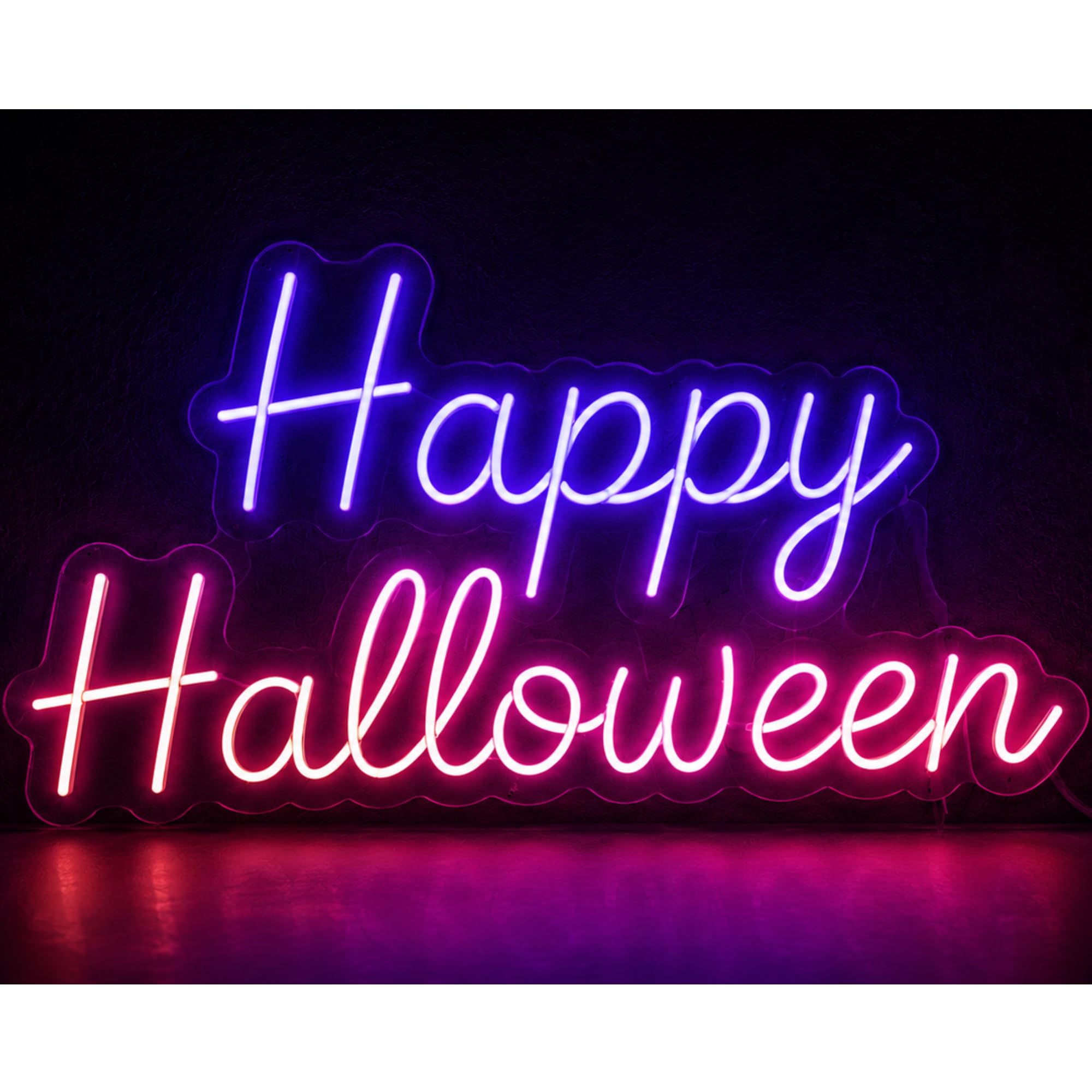 Sweet Dream Code Happy Halloween Luz Neón LED 50 x 25 cm | Cartel Luminoso para Decoración de Halloween | Letrero Neón para Pared, Salón, Dormitorio, Fiesta, Eventos y Hogar