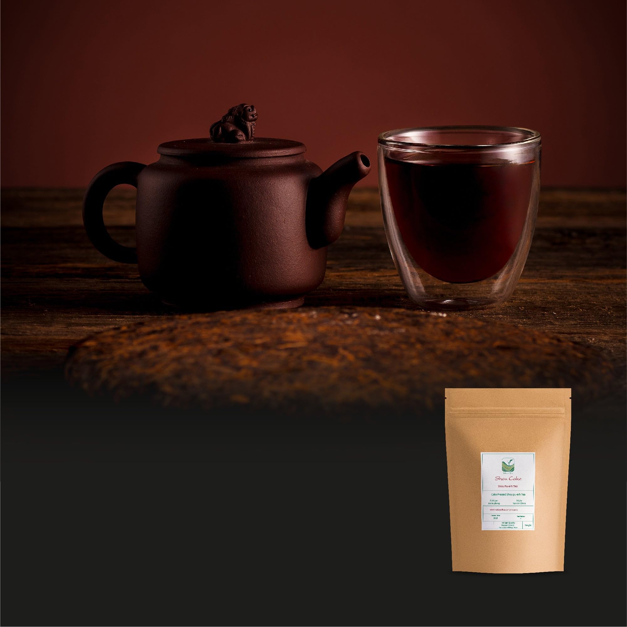 Shou Pu-erh Tea Cake Pressed - Fermented Pu Er Red Tea - Ripend Puh Er - Puer Loose Leaf Tea