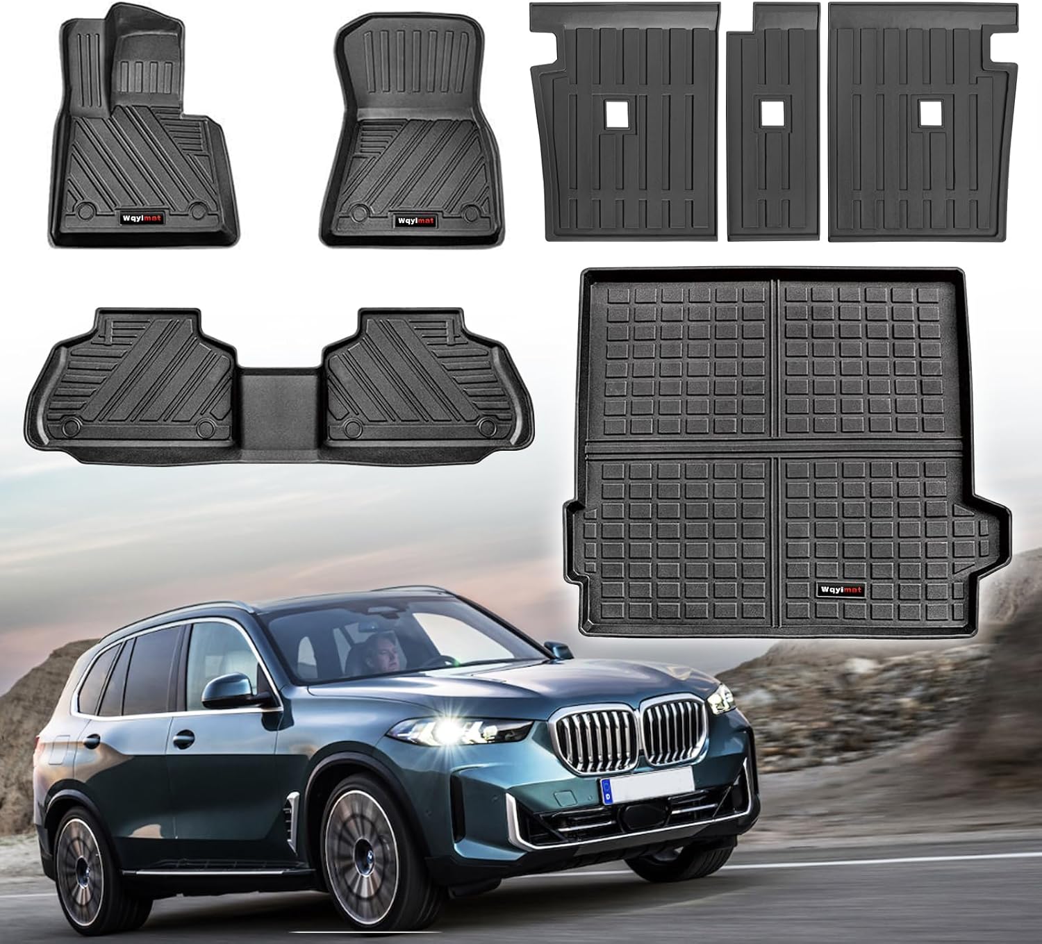Custom for 2019-2025 2026 BMW X5 Floor Mats Cargo Liner and Backrest Mat G05 Accessories TPE All Weather (for 2019-2026 BMW X5 Full Set)