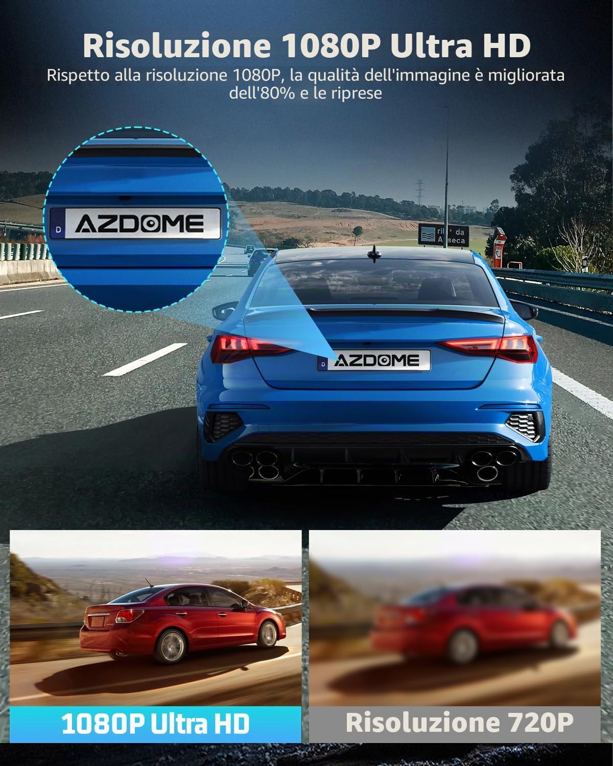 NHOPEEW Dash Cam 5 Canali 360° per Auto con registrazione in loop | Registrazione frontale 1080P, monitoraggio parcheggio 24 ore e rilevamento del movimento