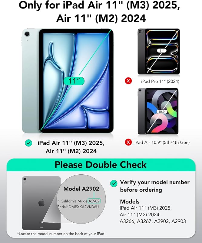 ESR 2 db Edzett Üveg Képernyővédő iPad Air 11" M3/M2 (2025/2024) Modellekhez, UltraFit Behelyező Tálcával, 9H Keménység, Karcálló, Buborékme