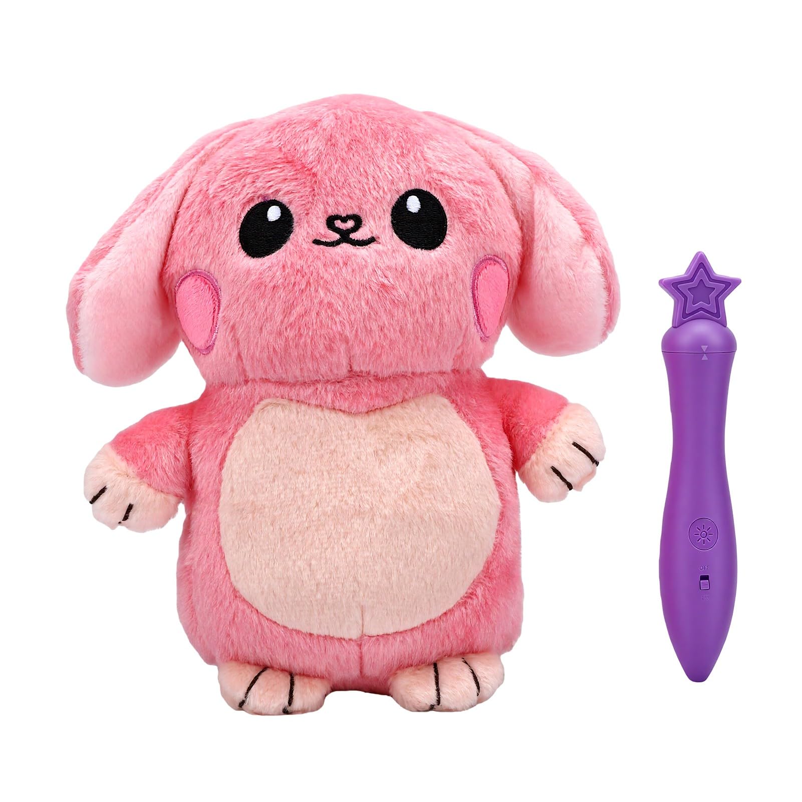 YUYTE Glow Plush Toy with LED Pen for Drawing on Plush, Luminous Stuffed Animal Craft for Kids Nighttime Creativity, Soft Glow Doodle Toy (Bunny)