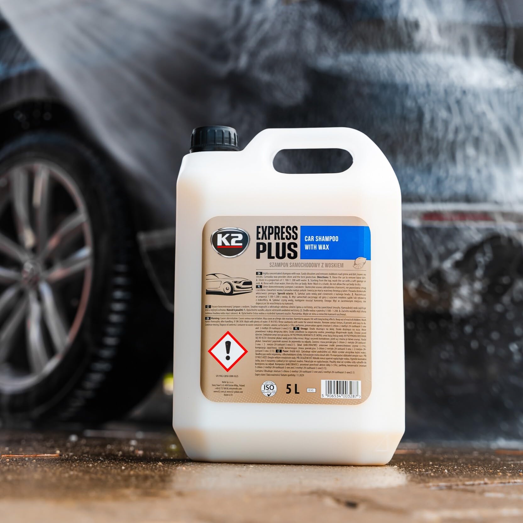 K2 Champú Concentrado de Carrocerías para Lavado Manual - Champú Coche - Para Todas Superficies de Pintura, Plástico, Goma, Vidrio y Vinilo 5L