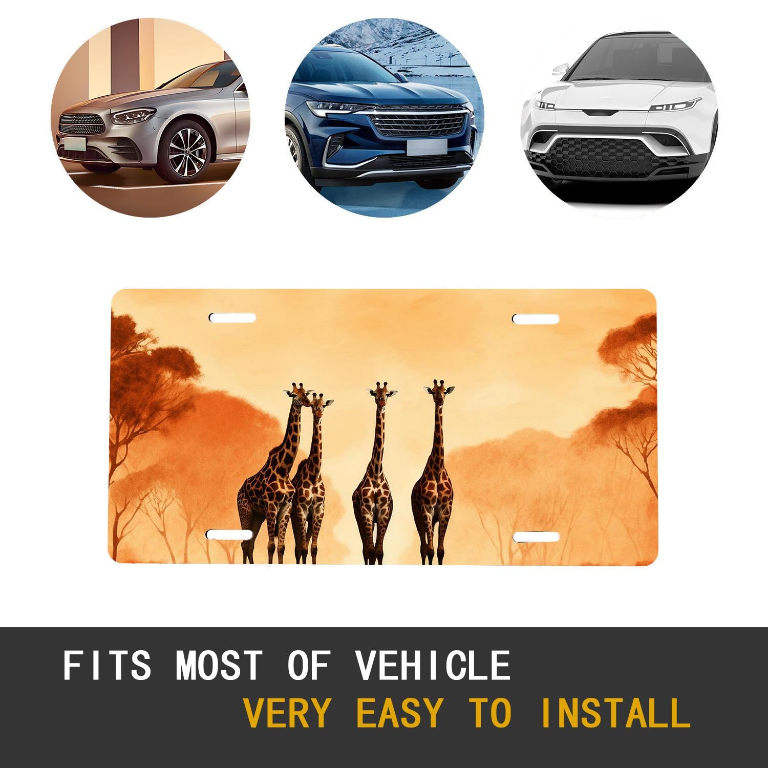 Funny Giraffes Decorative License Plate - 6x12 Inch Aluminum Novelty Plate, 4 Holes, Home Wall Decor