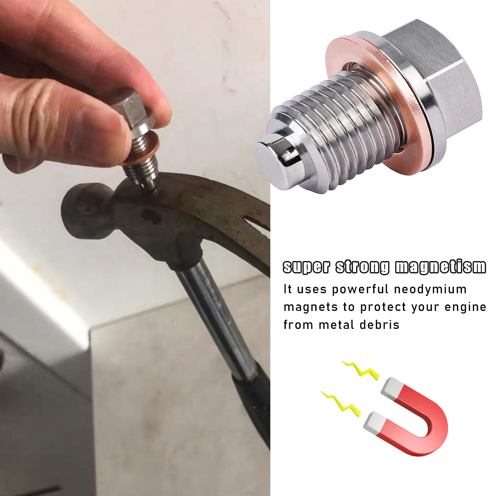 2PCS M14x1.5 Car Engine Magnetic Oil Drain Plug Screw Nut Bolt Sumps Universal E