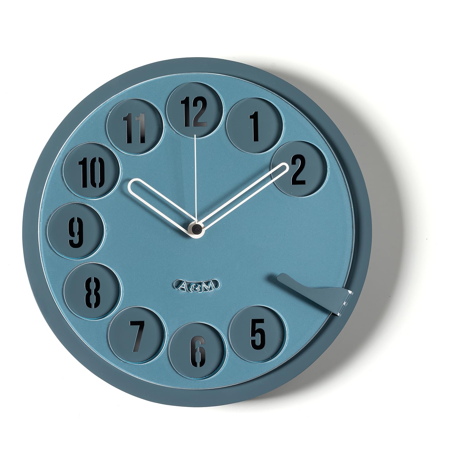 Arti & Mestieri Call Me - Orologio da parete di Design 100% Made in Italy - in Ferro, diametro 30 cm (Petrolio e blu oltremare)