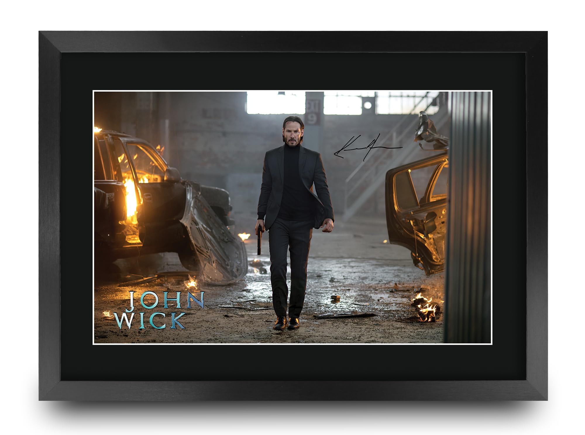 HWC Trading John Wick Scene 1 Gifts Printed Signed Autograph Picture for Movie Memorabilia Fans - A3 Framed