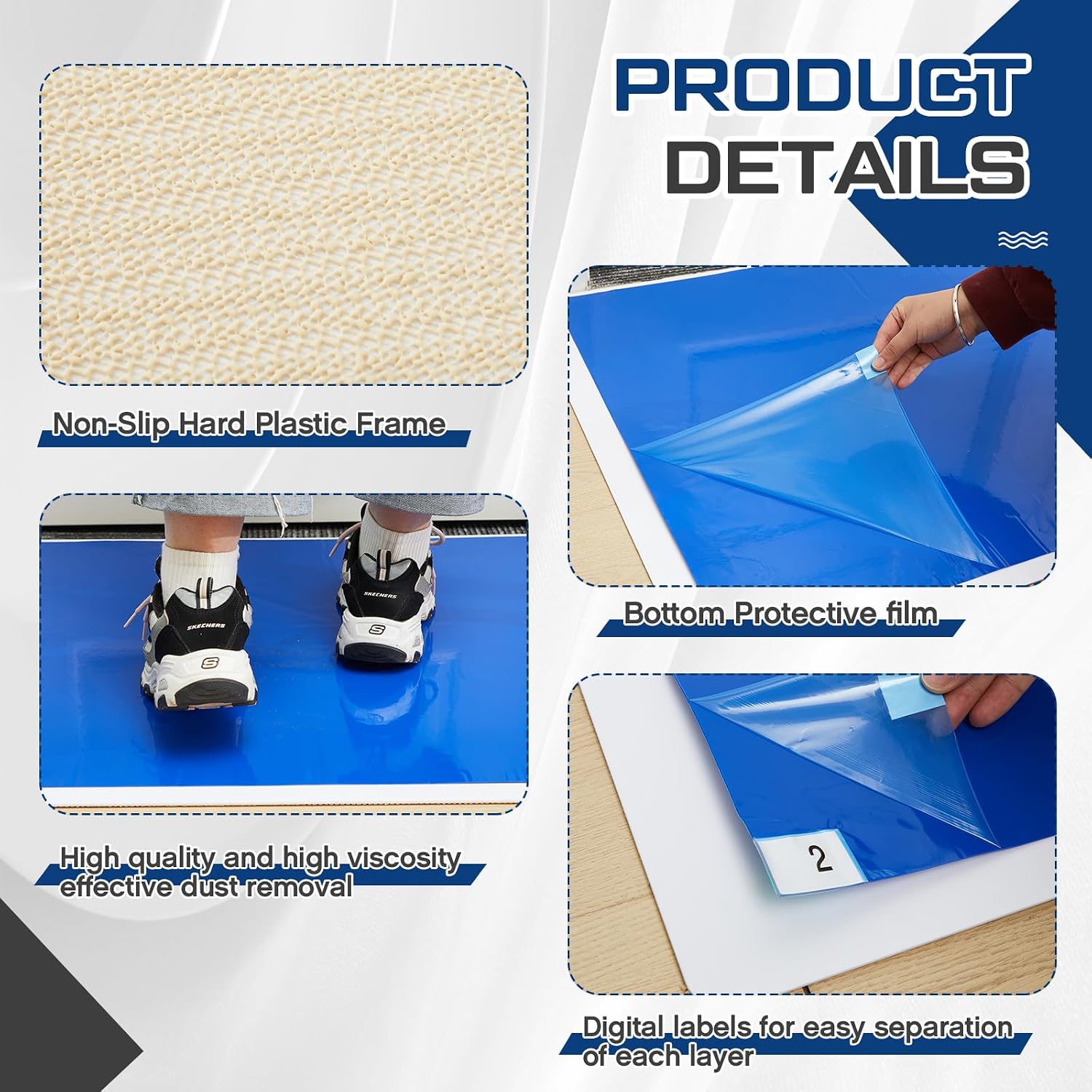 Nuanchu Adhesive Mat 24" x 36" Tacky Dust Mat 5 Pack with Non Slip Base