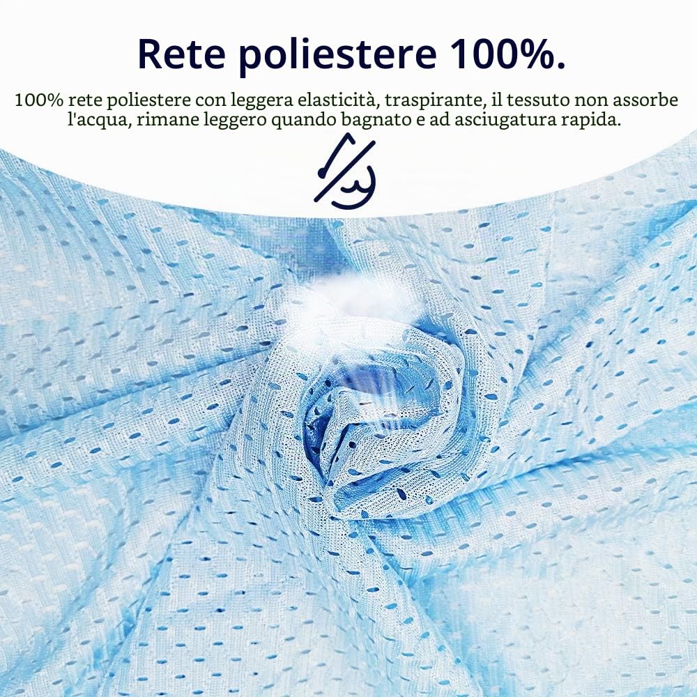 Fascia per bebè regolabile, con anello ad acqua, traspirante, ad asciugatura rapida, in tessuto a rete, perfetto per l'estate, il nuoto, la piscina, la spiaggia (azzurro)